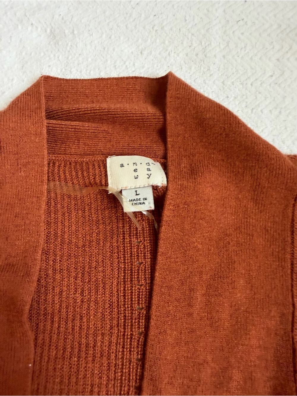 ANDREA FENZI Burnt Orange Open-Front Knit Cardigan